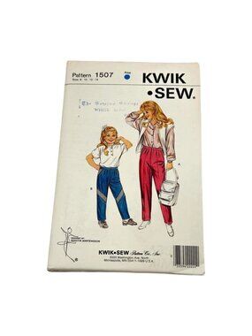 Kwik Sew 1507 Pattern Girls Pants Size 8 10 12 14 Sewing Uncut